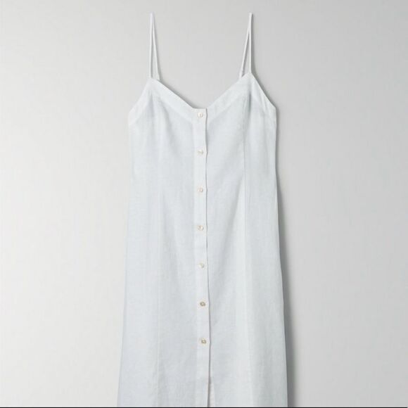 WILFRED Chariot Linen Midi Dress in White Medium - Picture 1 of 9